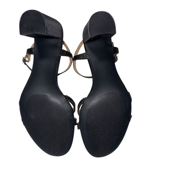 American Glamour Badgley Mischka Womens Karli Heeled Black Sandals SZ/ 8.5 - Picture 10 of 11